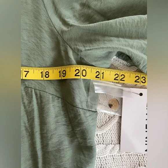 New! Nine West Button-Front Sage Green Long Shirt Dress Women’s Size Large - Picture 15 of 16